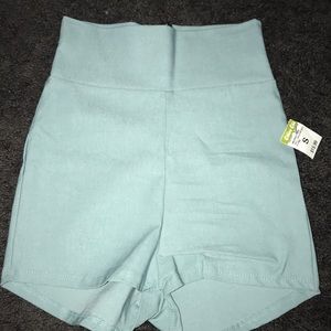 High waisted blue shorts